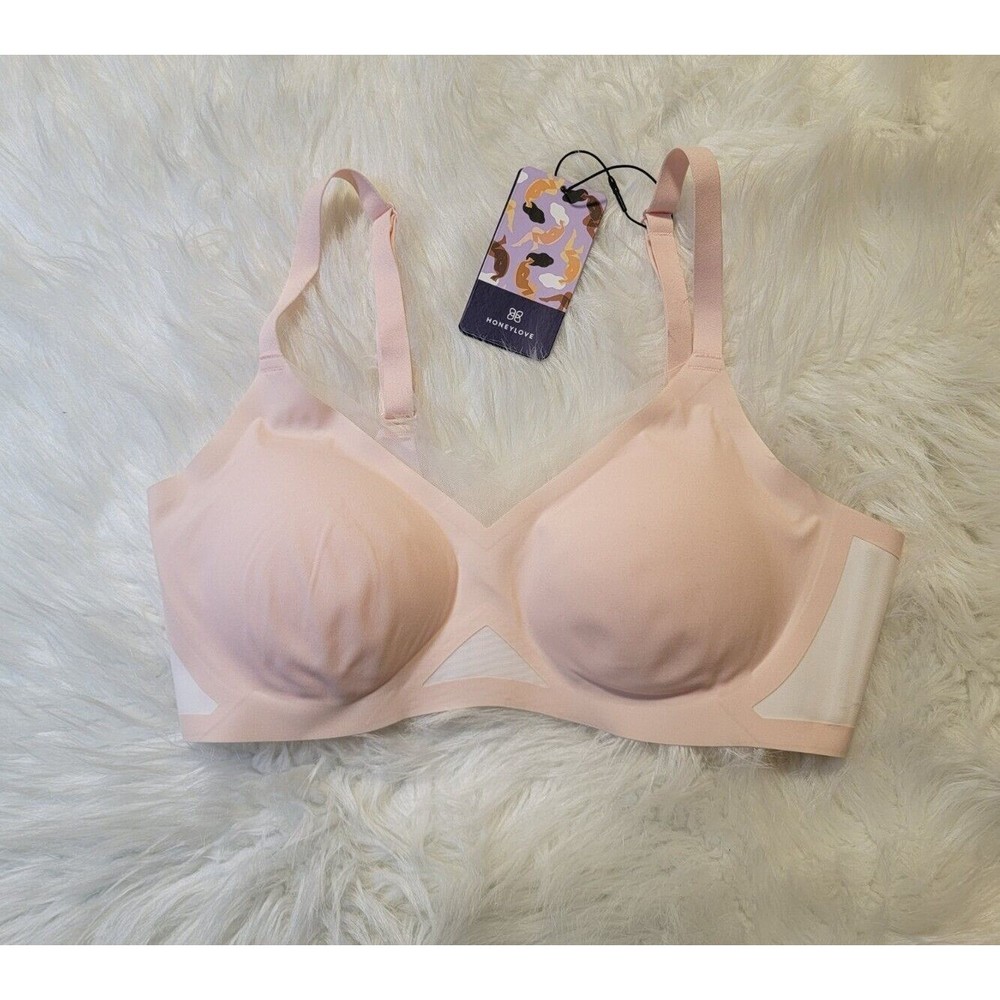 Honeylove Crossover Wire-Free Bra Petal Pink Light Size M Medium NWT